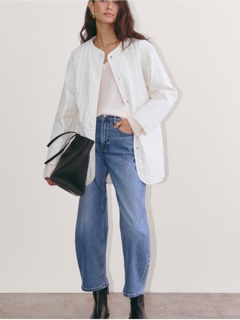 Everlane Quilted Jacket ivory color M